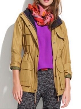 Penfield Hooded Mountain Parka Flannel Lined Tan size medium